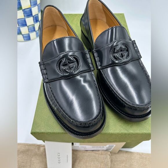 Women’s Gucci interlocking G leather loafers size 40 made in Italy - Picture 1 of 10